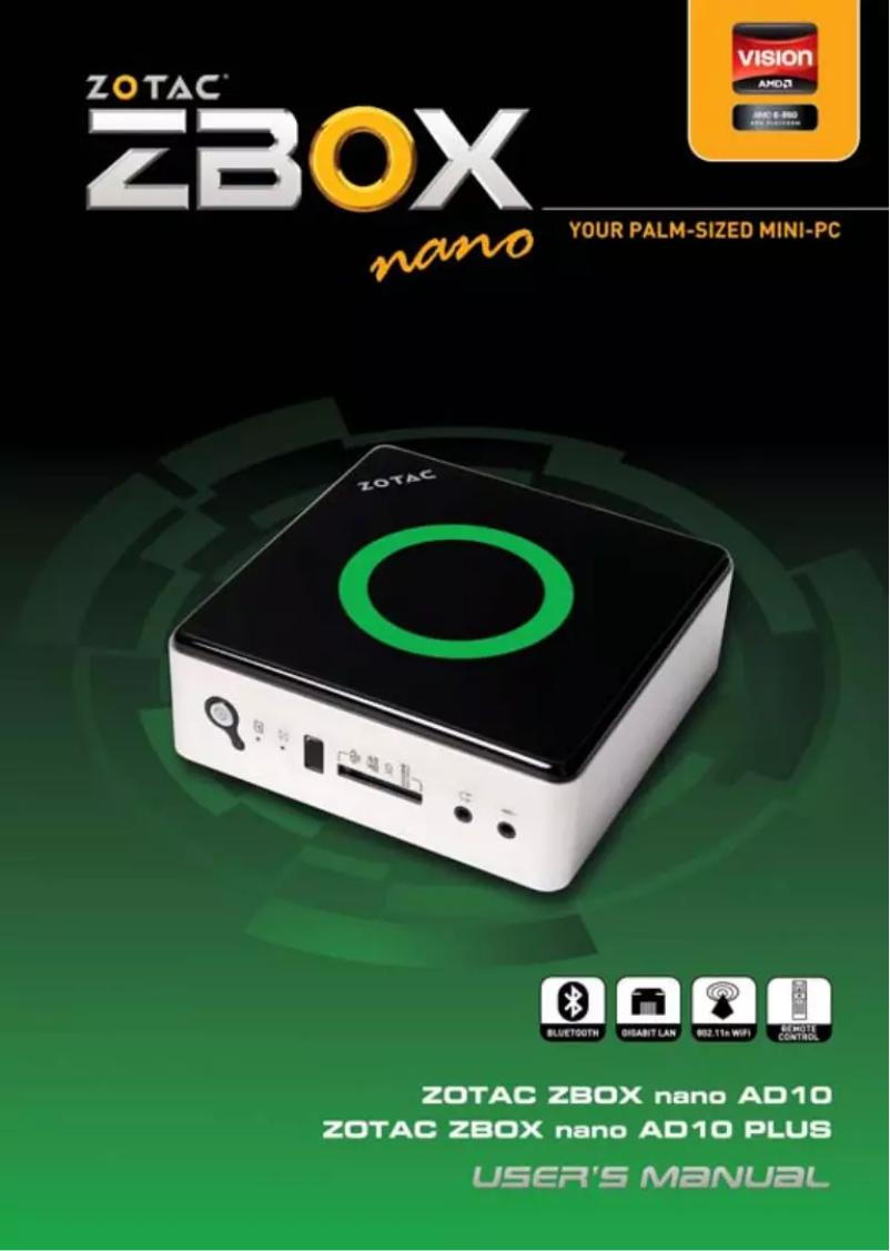 Page 1 de la notice Manuel utilisateur Zotac ZBOX nano AD10