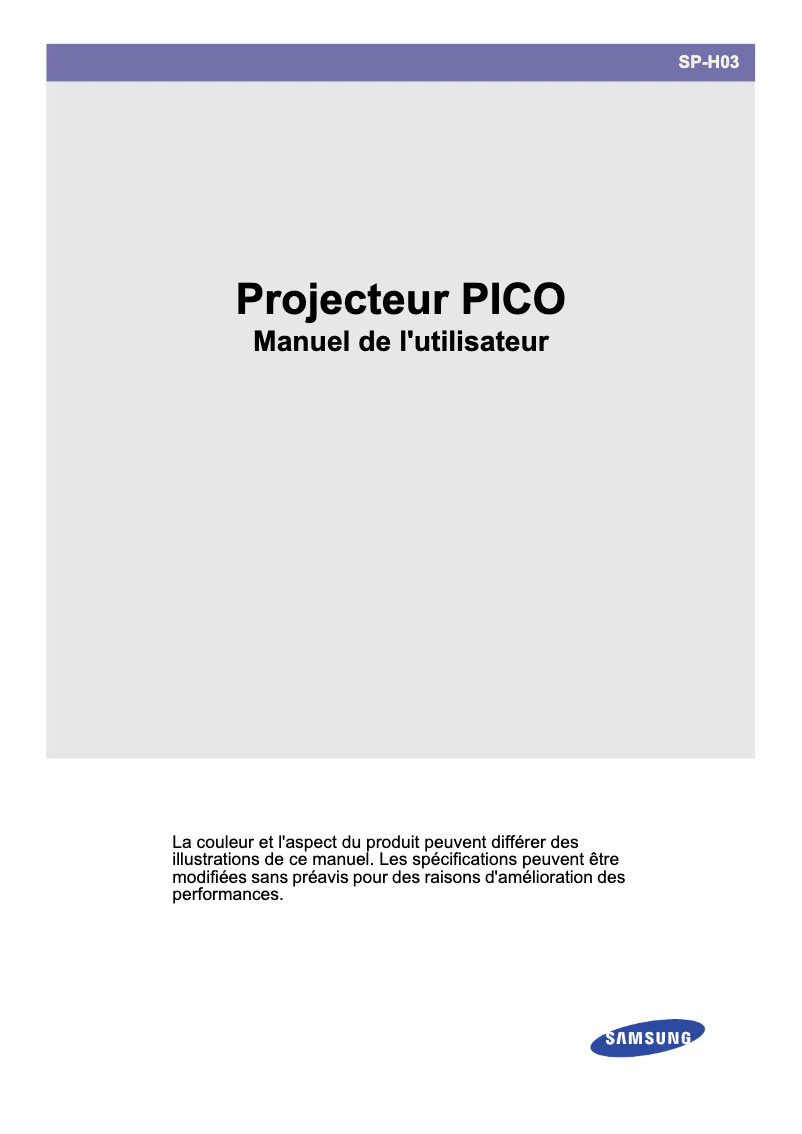 Page 1 de la notice Manuel utilisateur Samsung H03