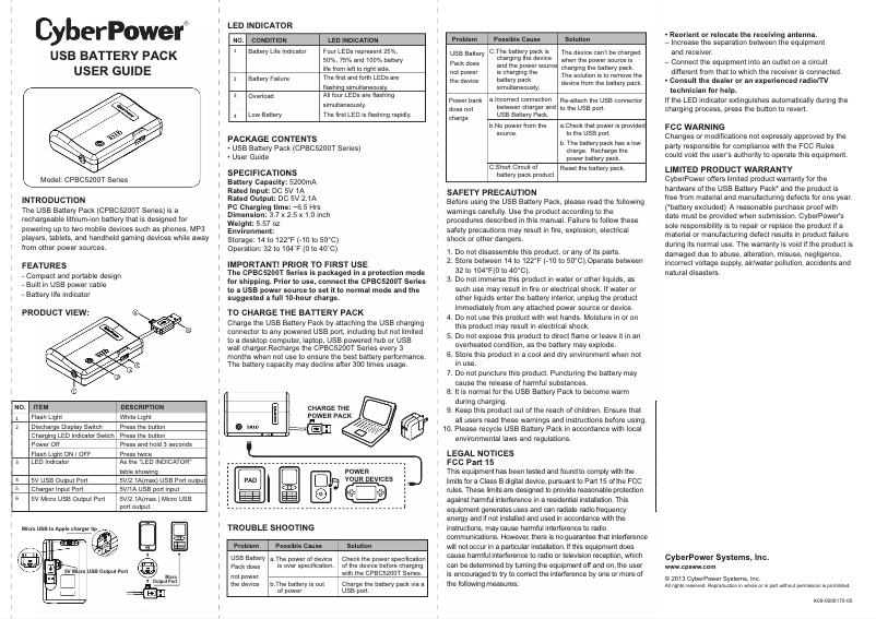 Page 1 de la notice Manuel utilisateur CyberPower CPBC5200T