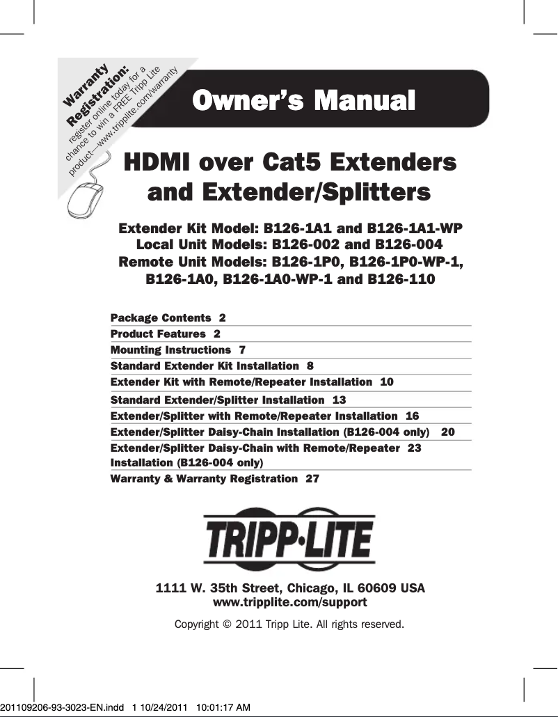 Page 1 de la notice Manuel utilisateur Tripp Lite B126-1A0-INT