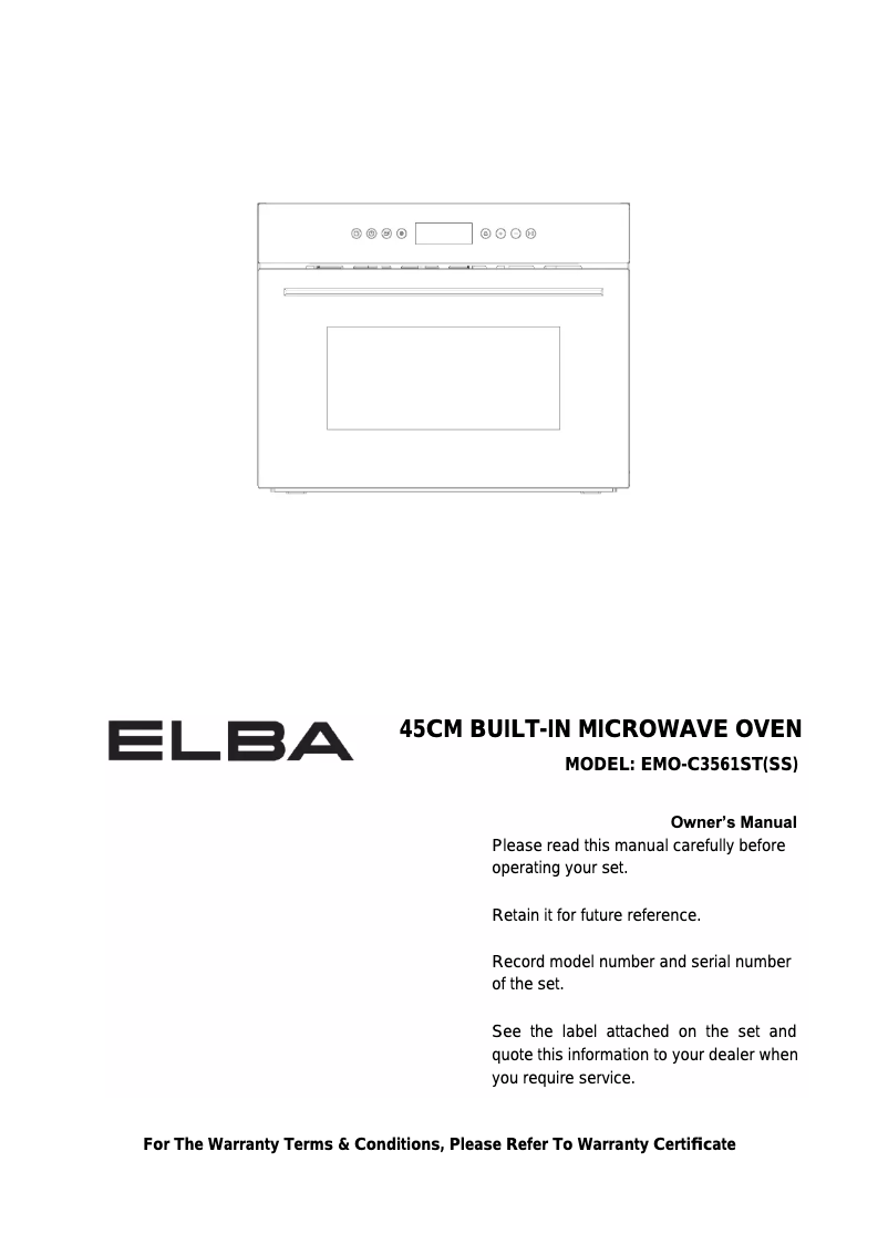 Page 1 de la notice Manuel utilisateur Elba EMO-C3561ST(SS)