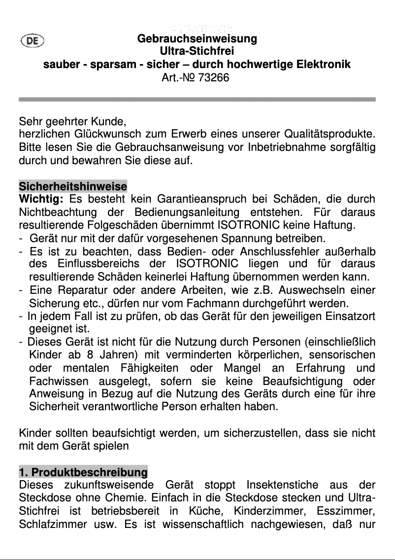 Image de la première page du manuel de l'appareil 73266