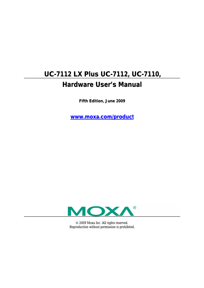 Page 1 de la notice Manuel utilisateur Moxa UC-7112
