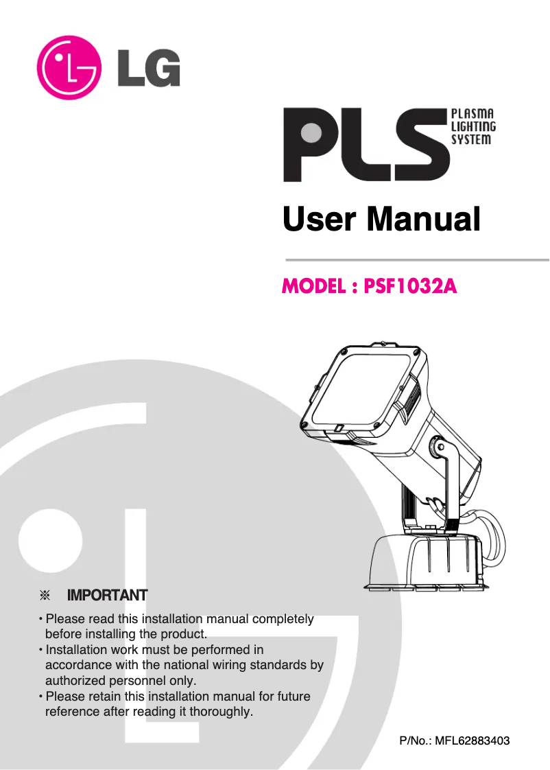 Image de la première page du manuel de l'appareil PSF1032A