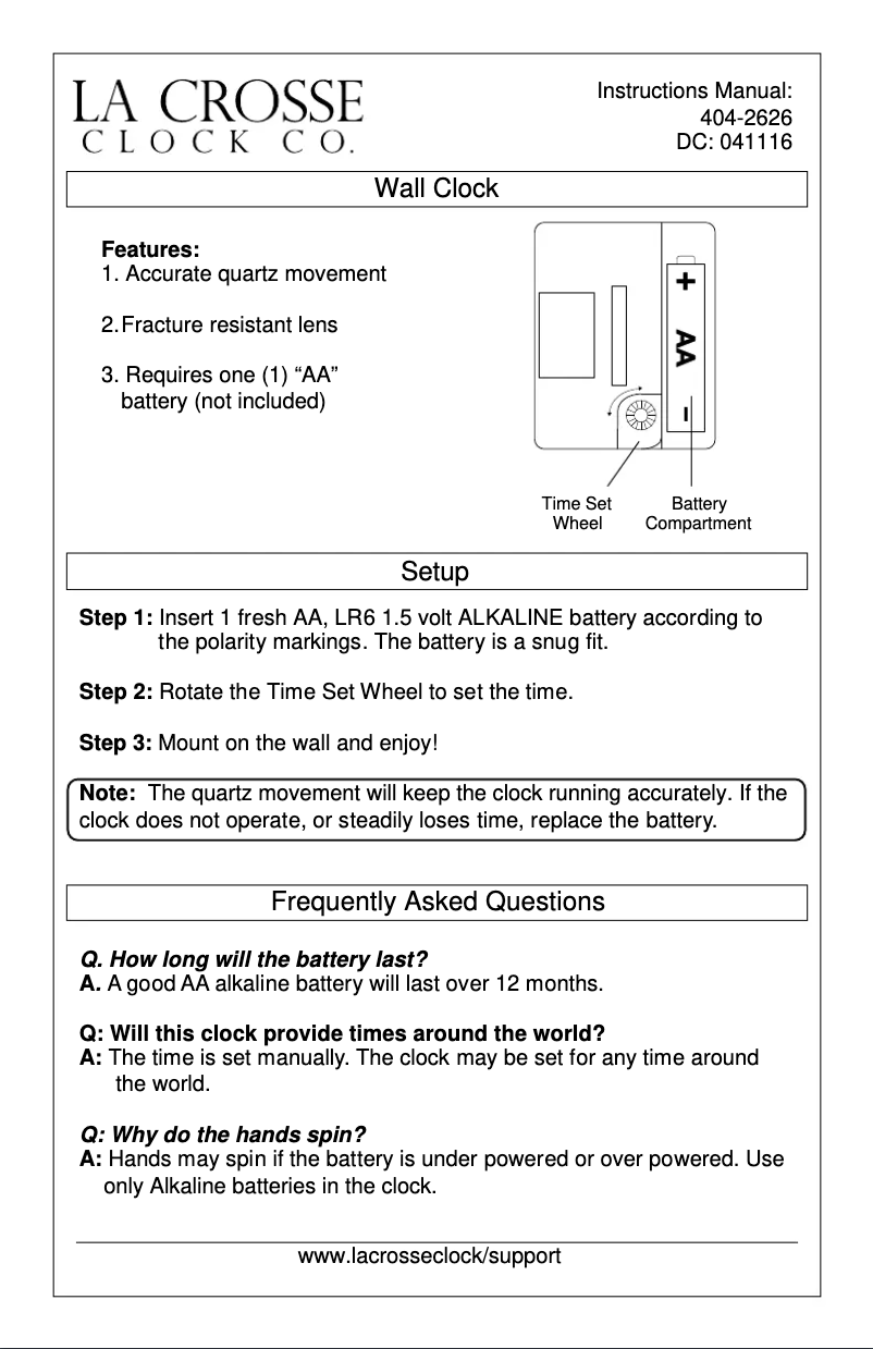 Page 1 de la notice Manuel utilisateur La Crosse Technology 404-2626