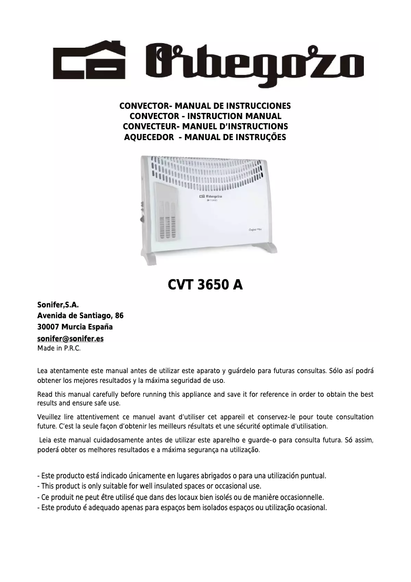 Image de la première page du manuel de l'appareil CVT 3650 A