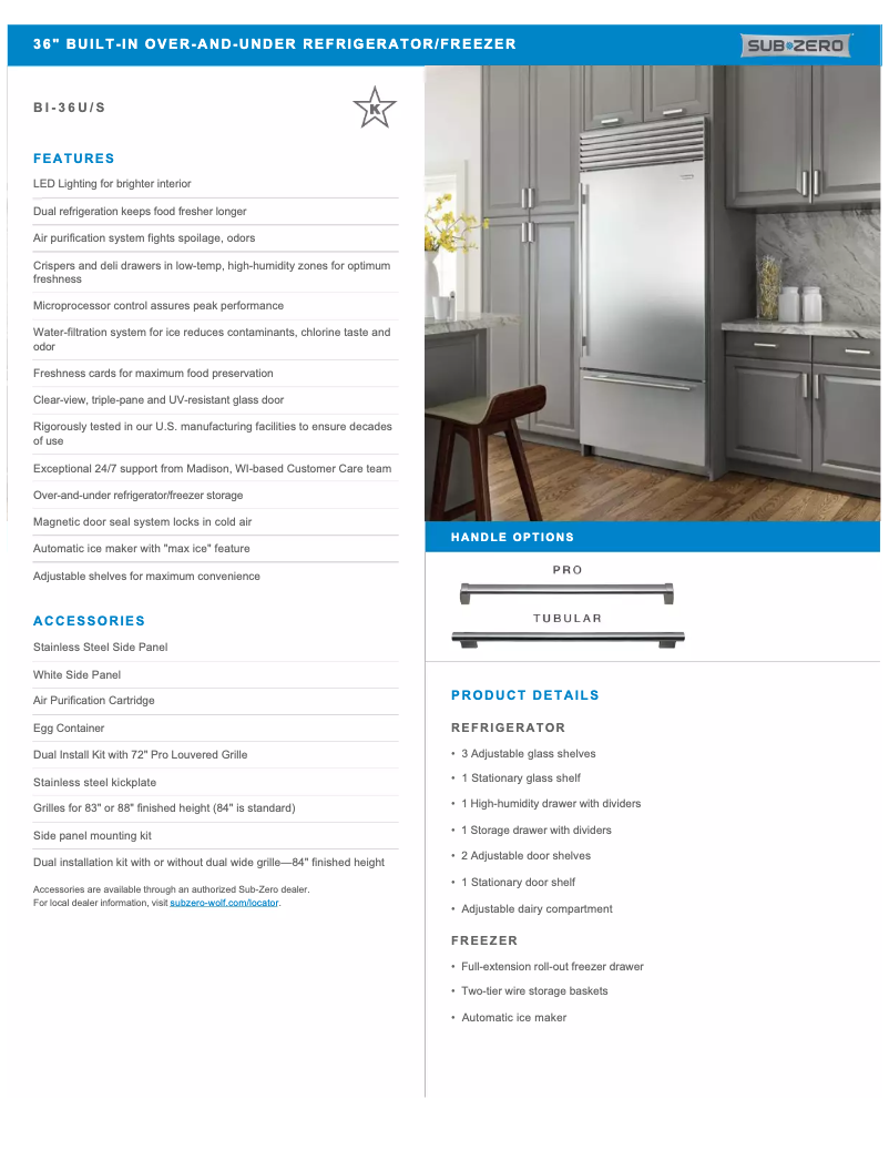 Page n°1 - Manuel utilisateur Sub-Zero BI-36U/S/TH-RH
