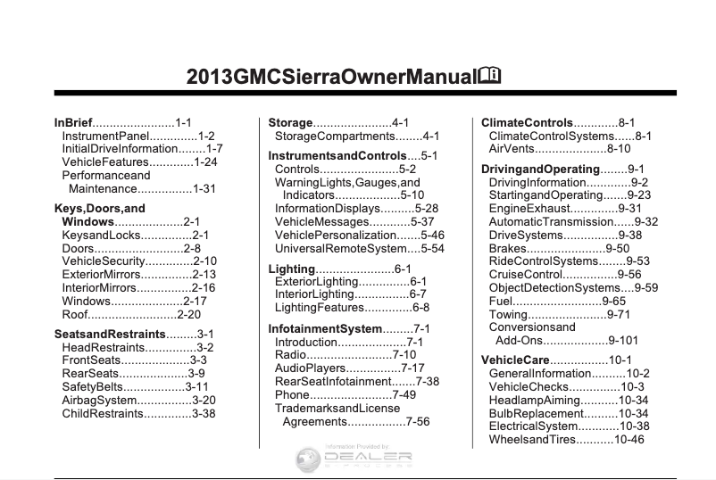 Page 1 de la notice Manuel utilisateur GMC Sierra 1500 (2013)