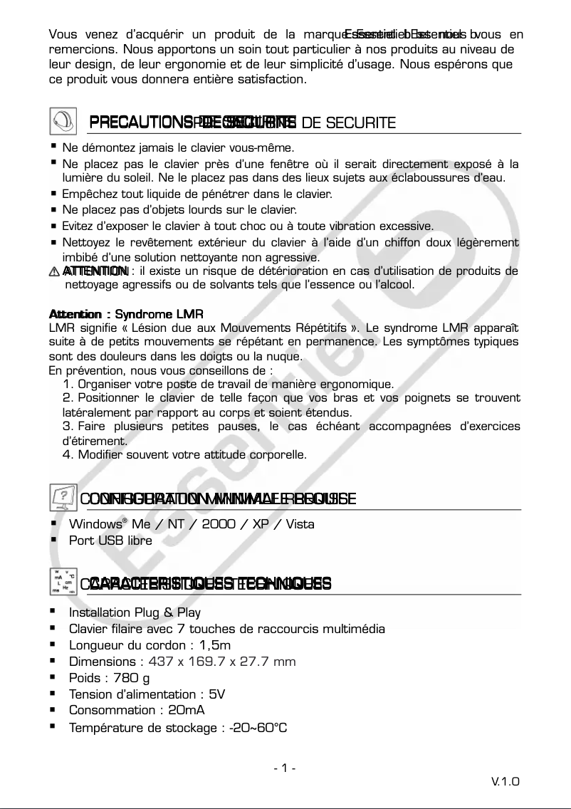 Página 1 del manual Manual de usuario Essentiel B Slim Touch 2