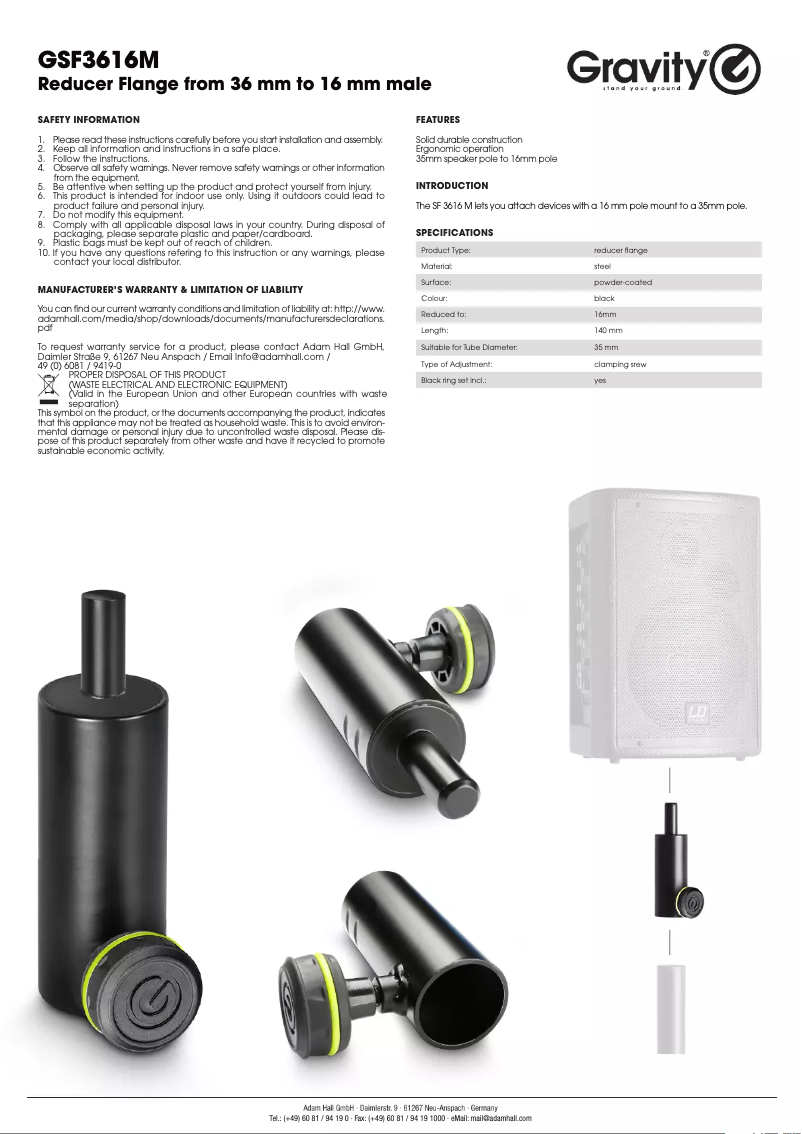 Page 1 de la notice Manuel utilisateur Gravity SF 3616 M