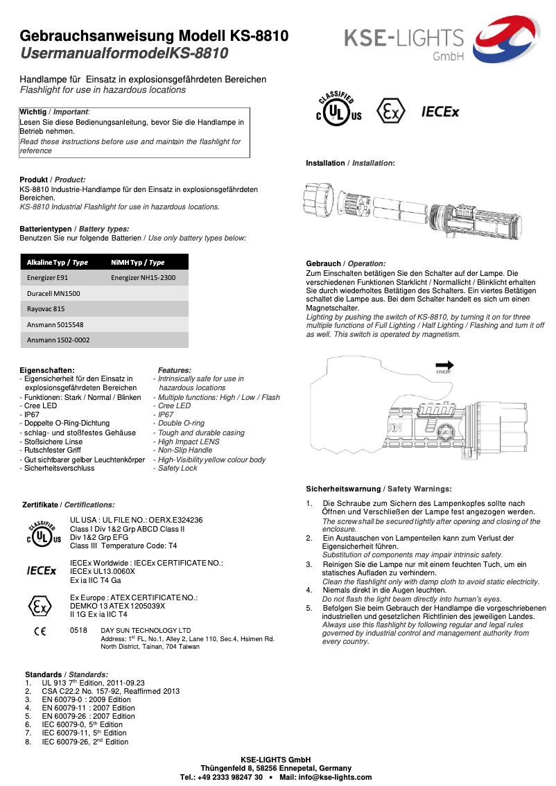 Page n°1 - Manuel utilisateur KSE-Lights KS-8810