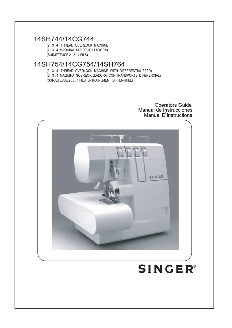 Page 1 de la notice Manuel utilisateur Singer 14SH744
