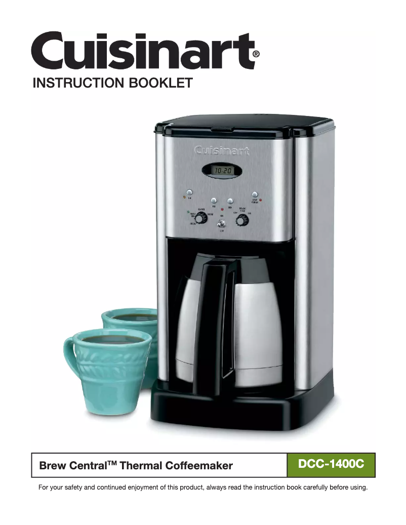Page 1 de la notice Manuel utilisateur Cuisinart Brew Central DCC-1400C