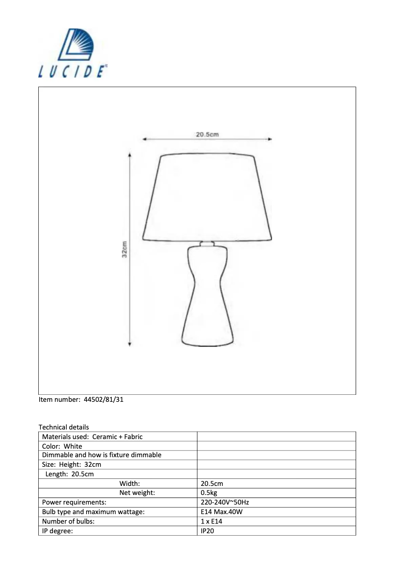 Page 1 de la notice Manuel utilisateur Lucide Tura