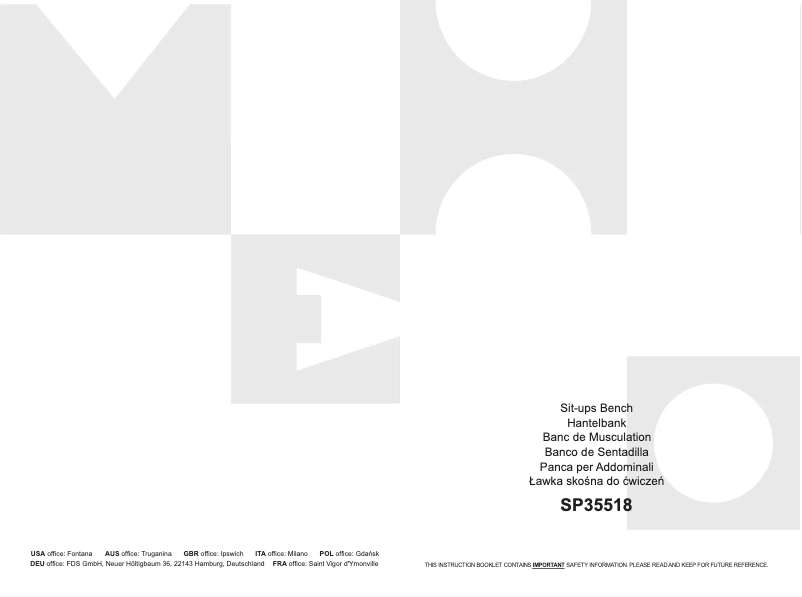 Page 1 de la notice Manuel utilisateur Costway SP35518