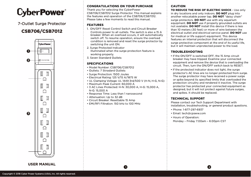 Página 1 del manual Manual de usuario CyberPower Essential CSB7012