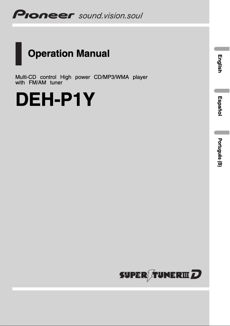 Page 1 de la notice Manuel utilisateur Pioneer DEH-P1Y