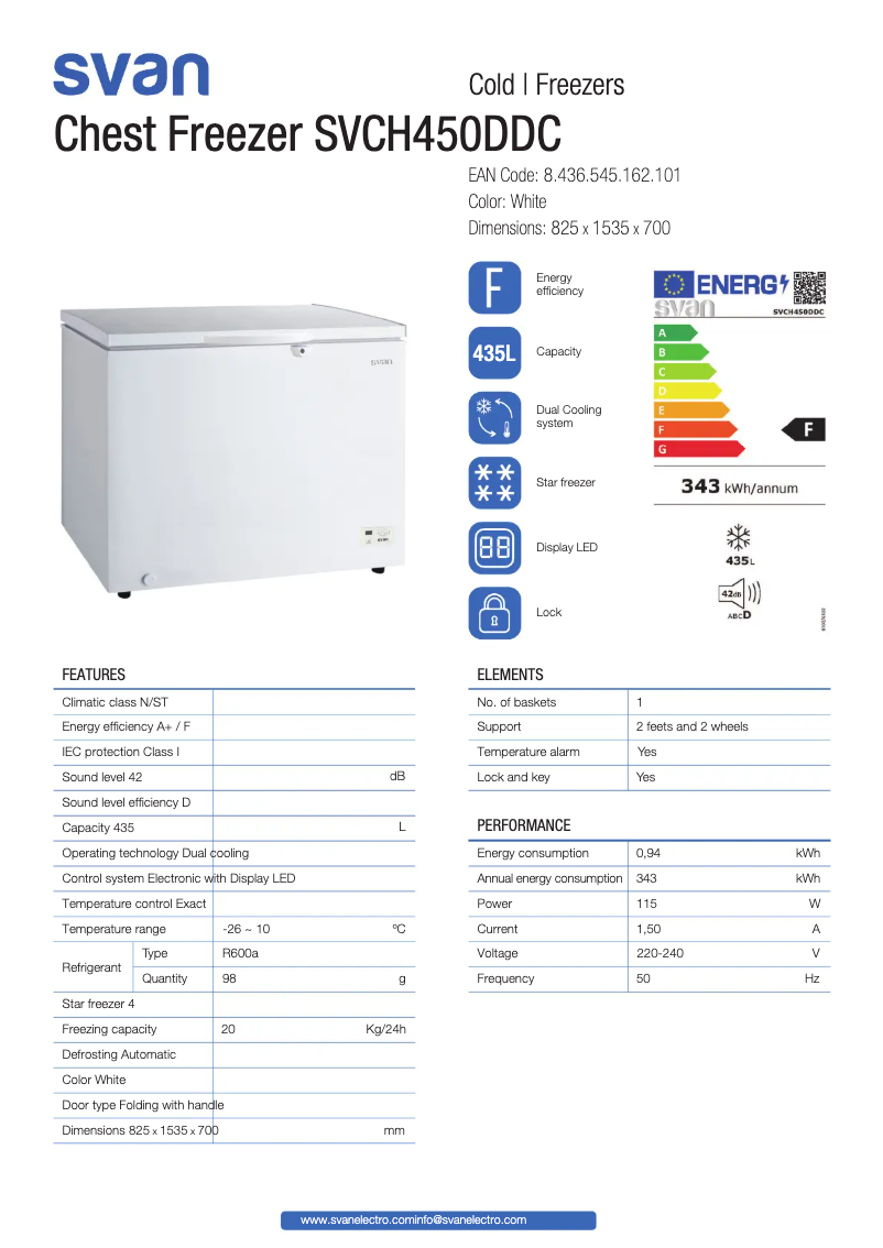 Page 1 de la notice Fiche technique SVAN SVCH450DDC