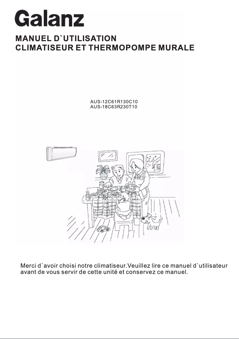 Page 1 de la notice Manuel utilisateur Galanz AUS-12C61R130C10