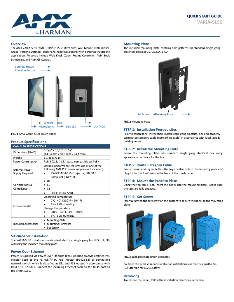 Image de la première page du manuel de l'appareil VARIA-SL50