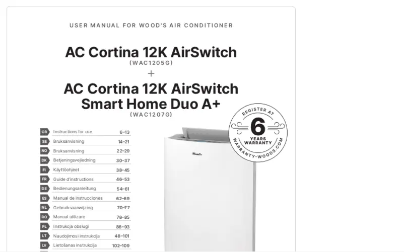 Imagen de la primera página del manual del dispositivo Cortina 12K A+ AirSwitch Duo