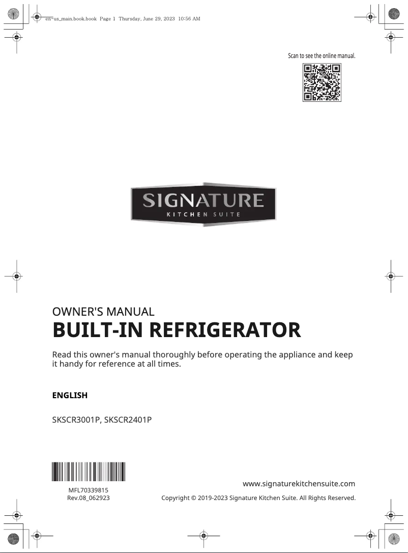 Page n°1 - Manuel utilisateur Signature SKSCR3001P