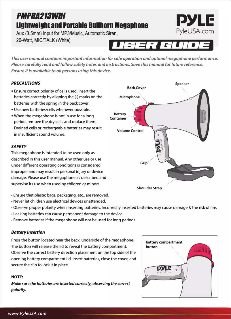 Image de la première page du manuel de l'appareil PMPRA213WHI