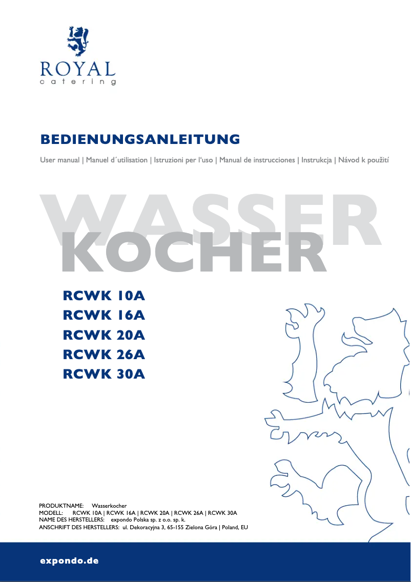 Image de la première page du manuel de l'appareil RCWK 20A