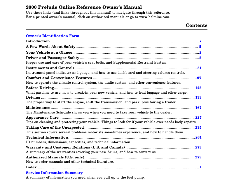 Imagen de la primera página del manual del dispositivo Prelude (2000)