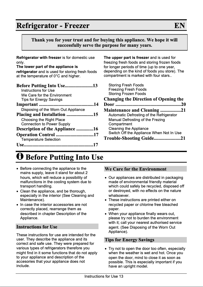 Page n°1 - Manuel utilisateur Gorenje RF4245W