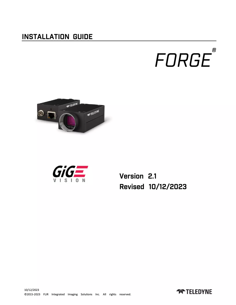 Page 1 de la notice Guide d'installation FLIR Forge