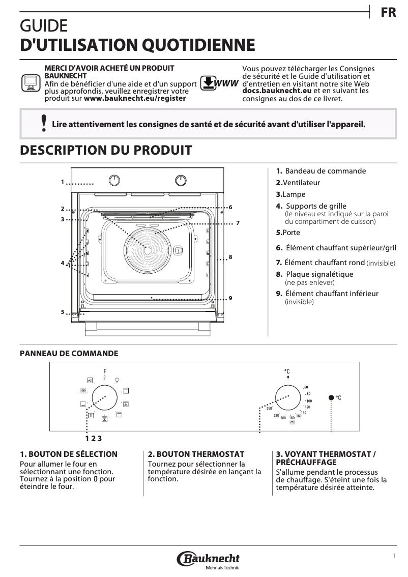 Page 1 de la notice Mode d'emploi Bauknecht BAK3 NN8F IN