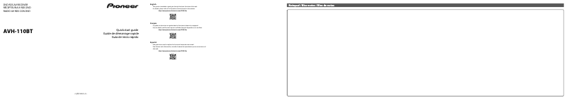 Página 1 del manual Guía de inicio rápido Pioneer AVH-110BT