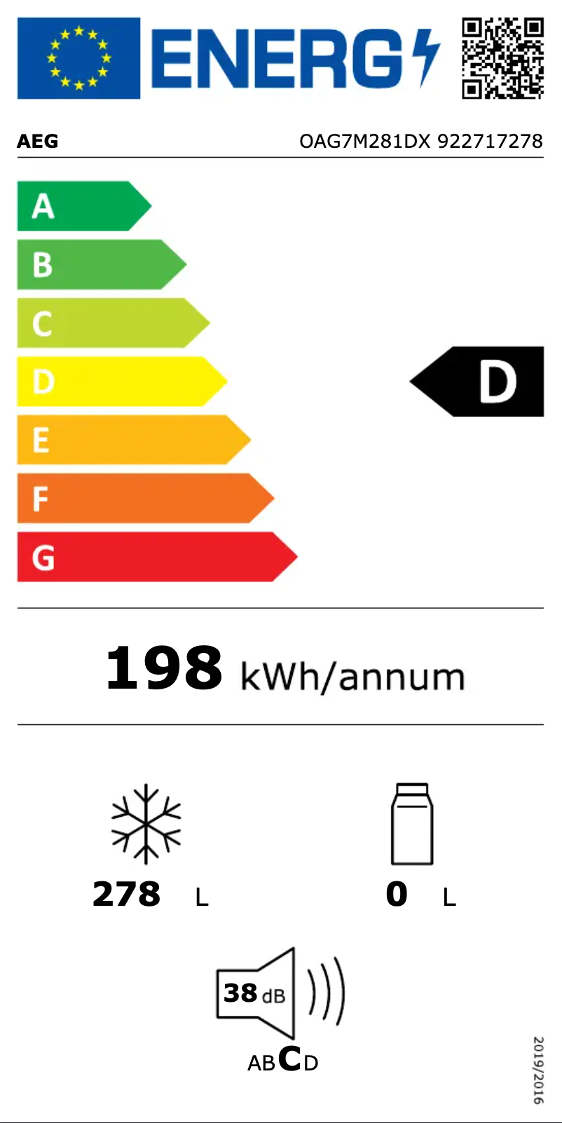 Página 1 del manual Etiqueta energética AEG OAG7M281DX