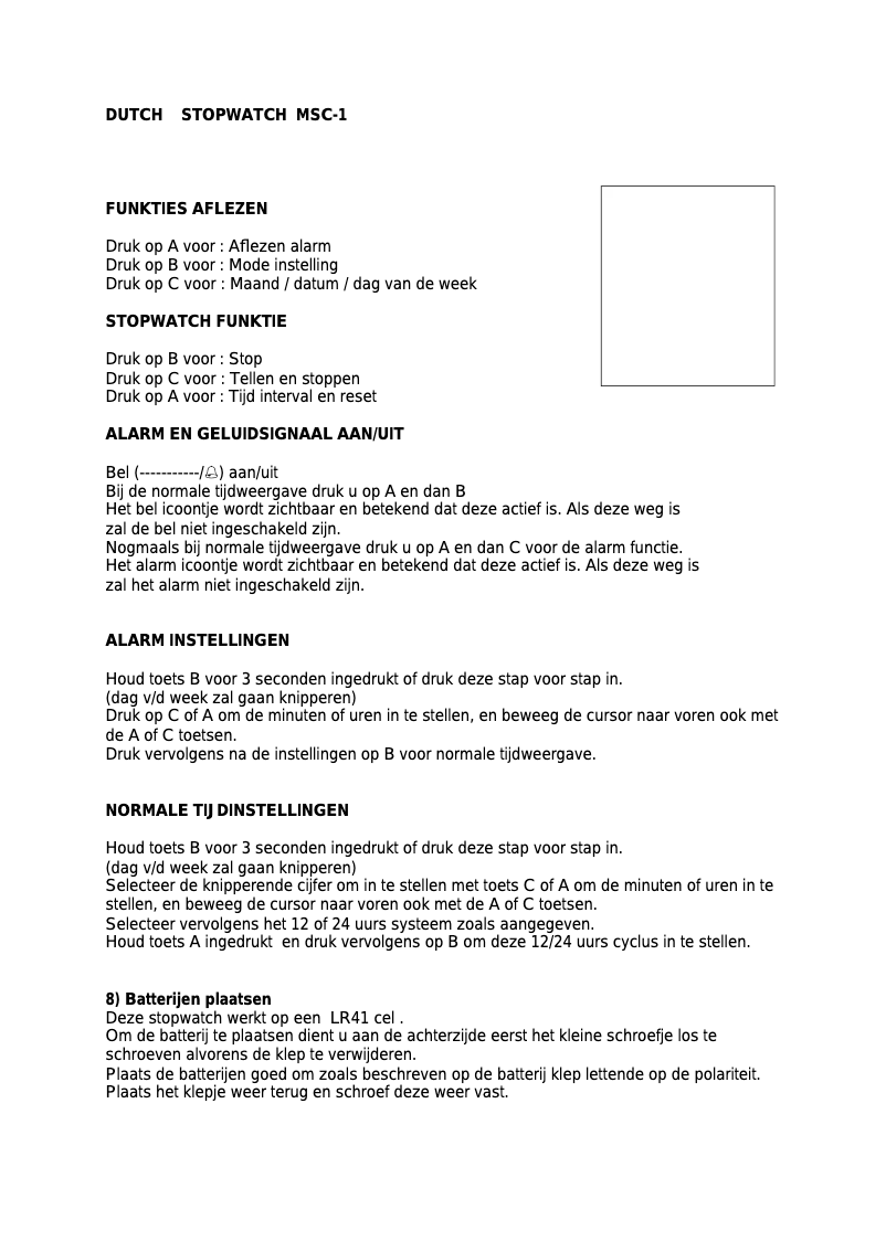 Page 1 de la notice Manuel utilisateur Marquant MSC-1