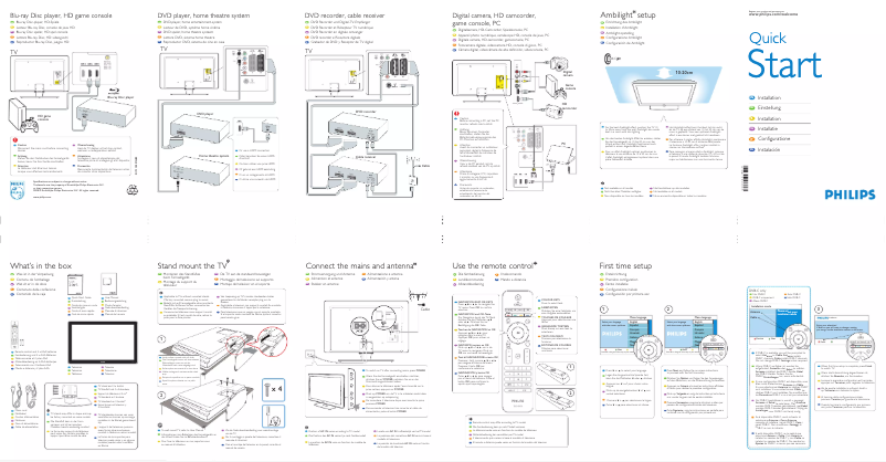 Page 1 de la notice Guide de démarrage rapide Philips 32PFL7403H