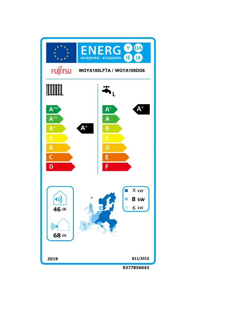 Page n°1 - Label énergétique Fujitsu Waterstage WGYA100DG6
