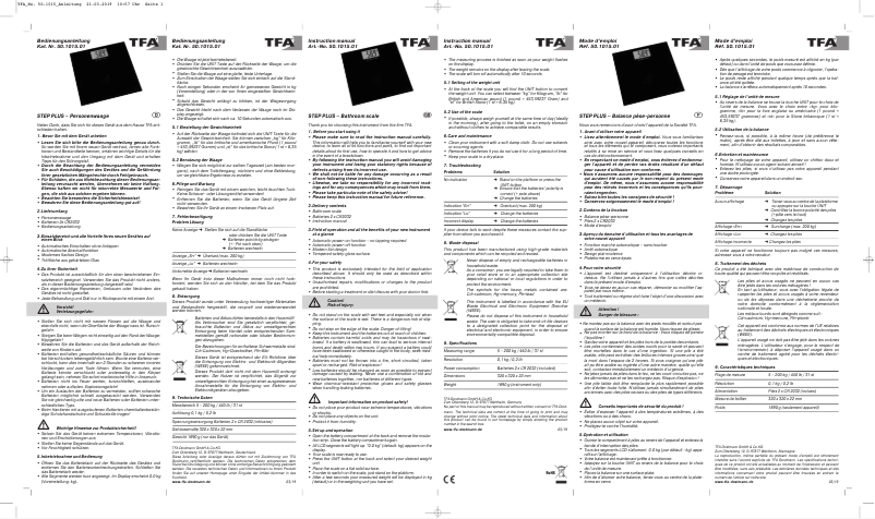 Page 1 de la notice Manuel utilisateur TFA Step Plus 50.1015.01