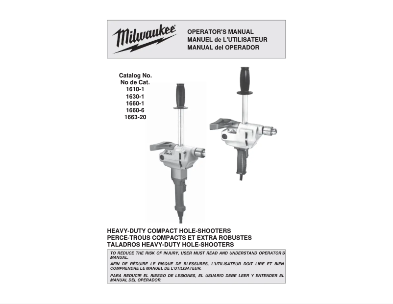 Page n°1 - Manuel d'utilisation et d'entretien Milwaukee 1660-6
