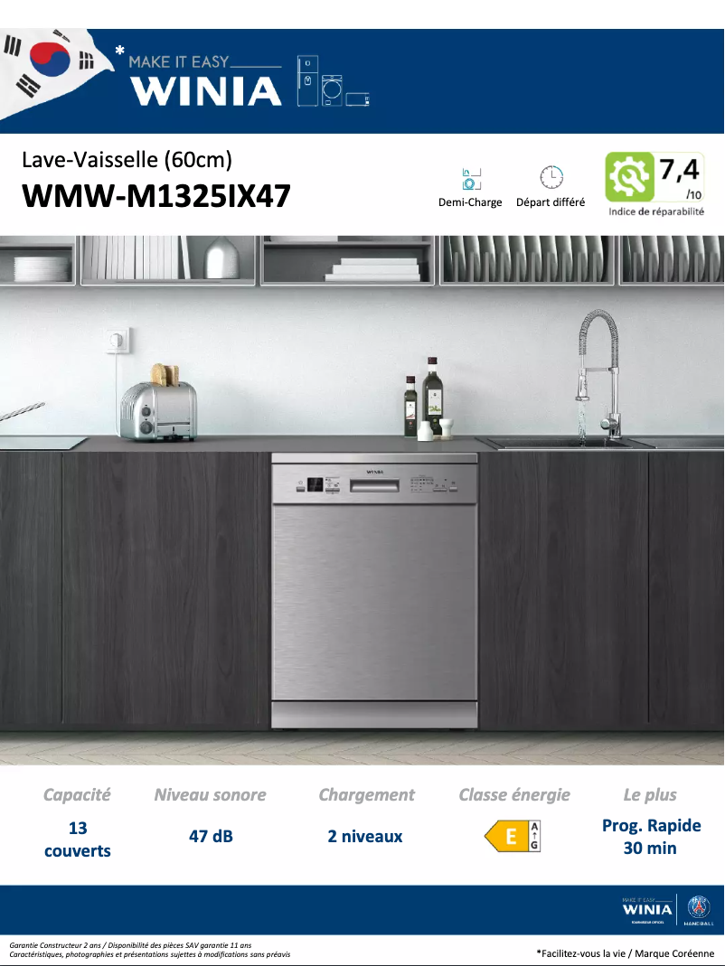 Page n°1 - Fiche technique Winia WMW-M1325IX47