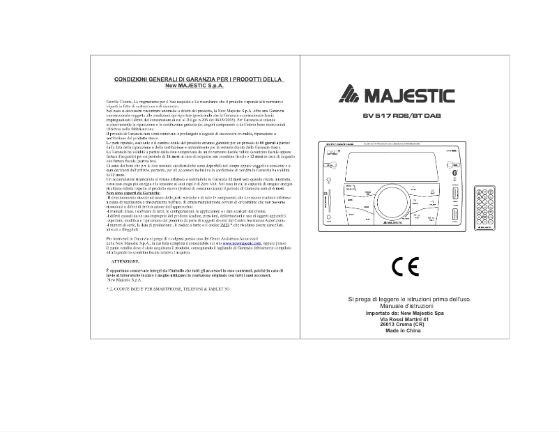 Page n°1 - Manuel utilisateur Majestic SV-517 RDS/BT DAB