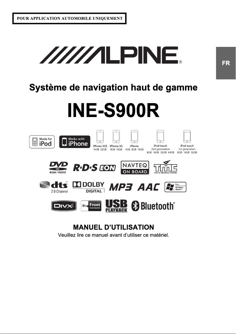 Image de la première page du manuel de l'appareil INE-S900R