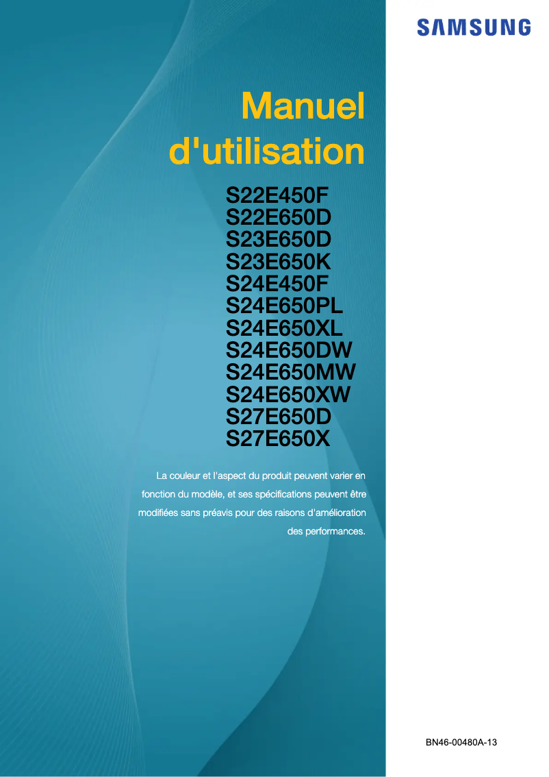 Page 1 de la notice Manuel utilisateur Samsung LS24E65KMWV
