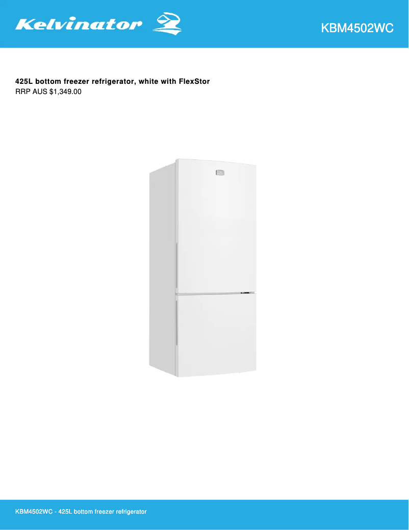Page n°1 - Fiche technique Kelvinator KBM4502WC