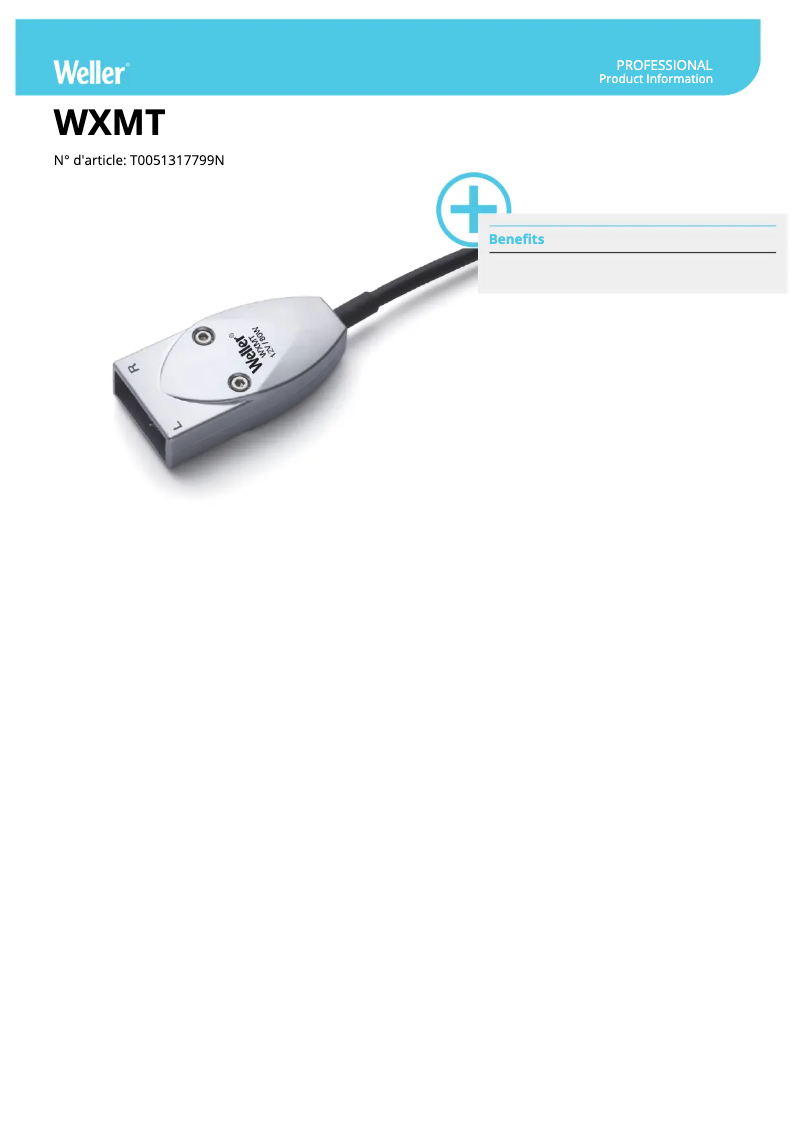Page 1 de la notice Fiche technique Weller WXMT