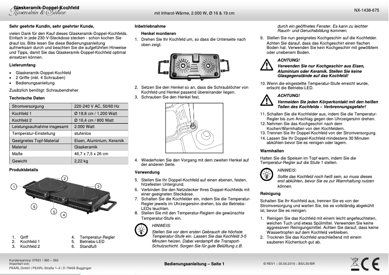 Página 1 del manual Manual de usuario Rosenstein & Söhne NX-1438-919