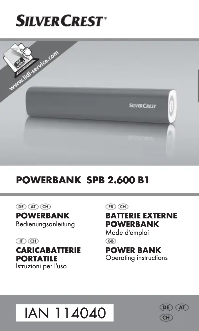 Page n°1 - Manuel utilisateur SilverCrest SPB 2.600 B1