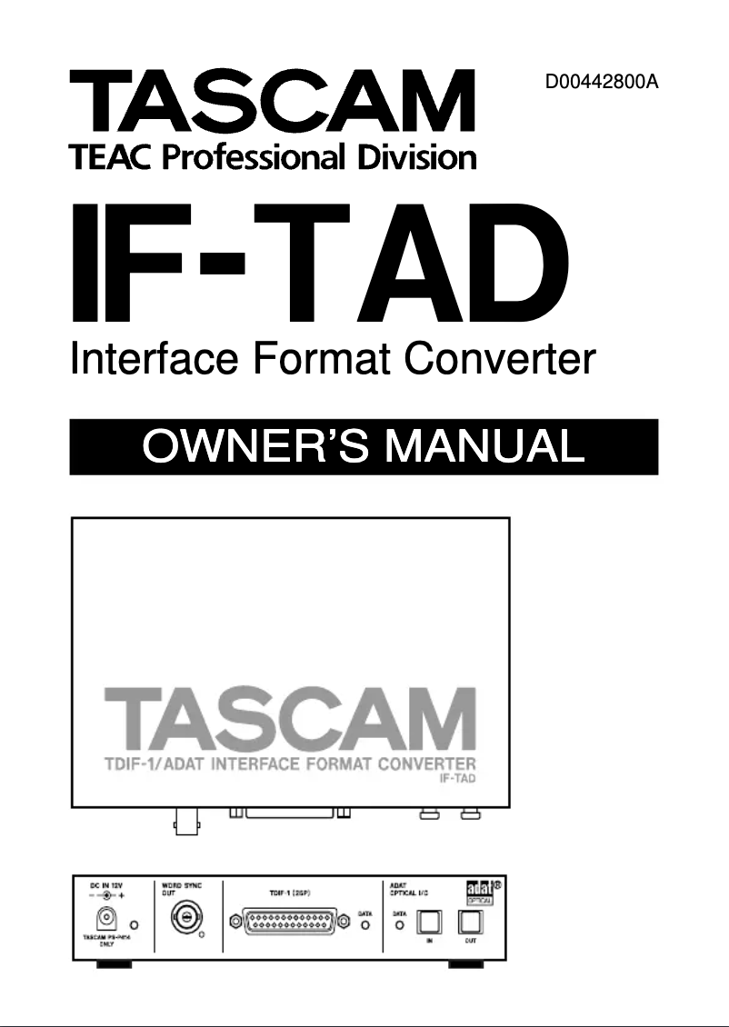 Page n°1 - Manuel utilisateur Tascam IF-TAD