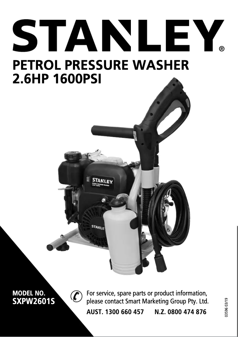 Page 1 de la notice Manuel utilisateur Stanley SXPW2601S