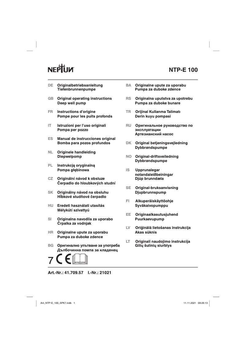 Image de la première page du manuel de l'appareil NTP-E 100